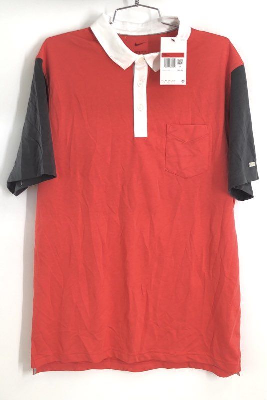 Nike Men's Golf Dri-FIT Colorblock Polo Shirt Red Black NWT Size L