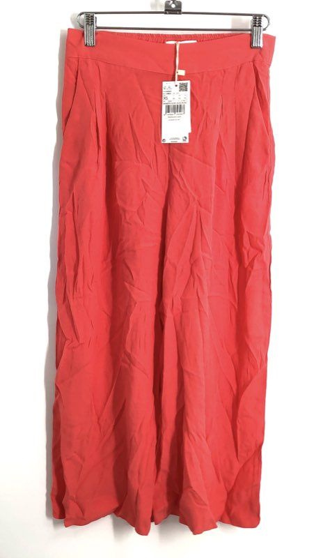 Mango MNG Women's Coral Wide Leg Pleated Elastic Waist Pants Sz XS NWT