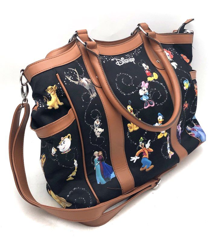 Bradford Exchange Disney Characters Black Fabric Tote Bag Crossbody Satchel
