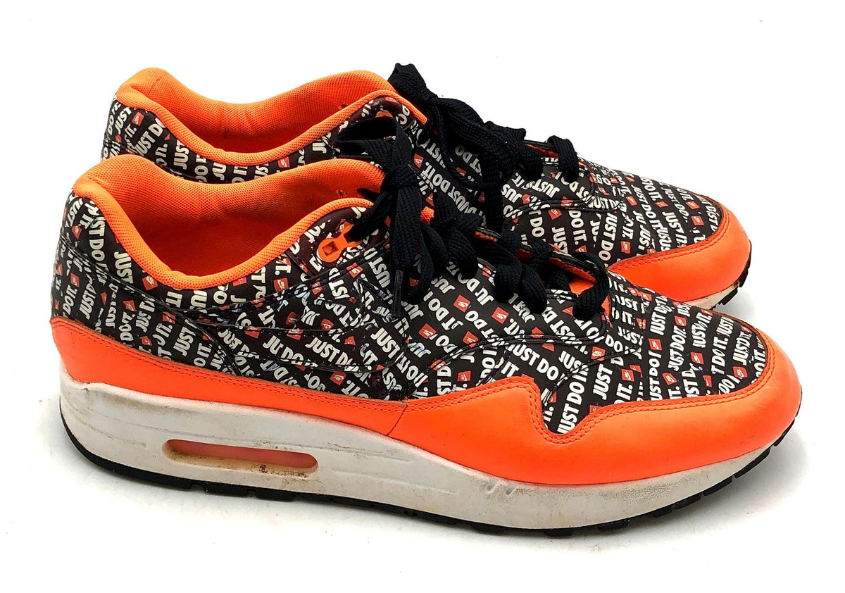 Nike Air Max 1 SE Just Do It Orange White Black Sneakers Men's Size 10.5
