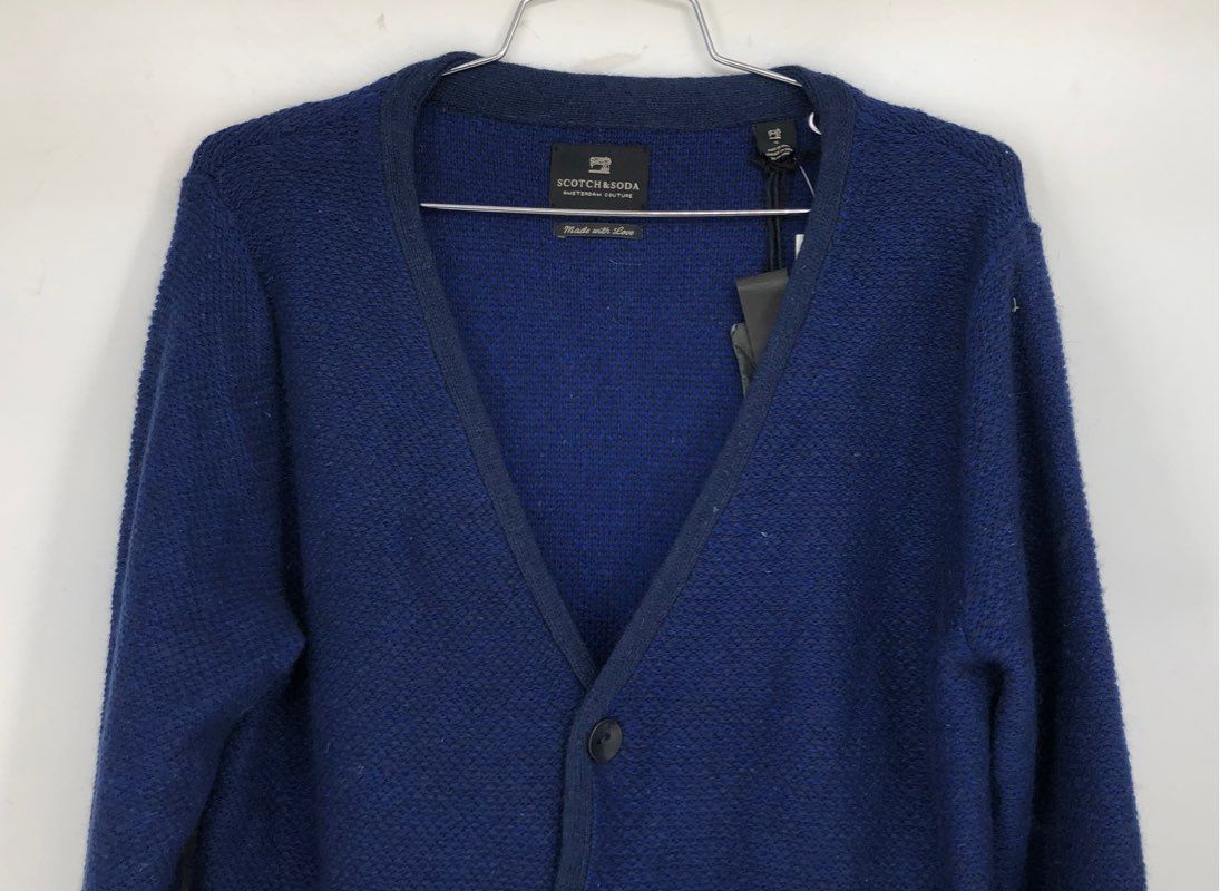 NWT Scotch & Soda Men's Blue Knit Cardigan Sweater - Size S