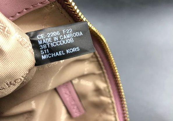 Michael Kors Brown Pink Jet Set Crescent Crossbody Bag Gold Hardware COA