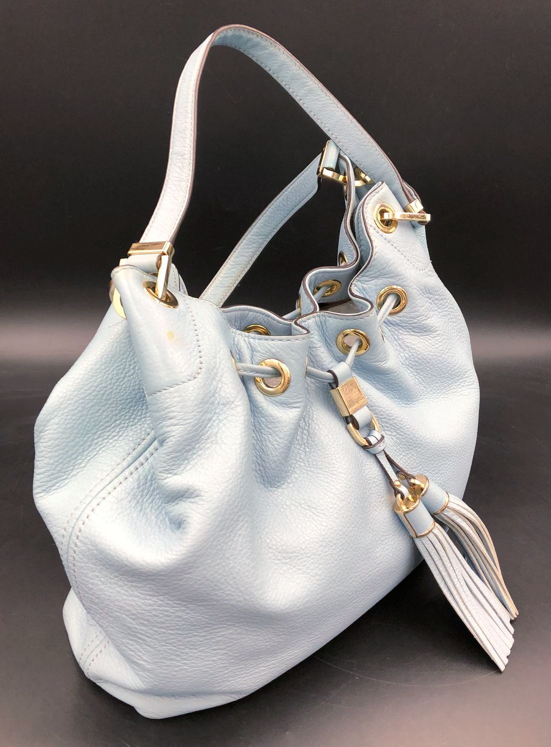 Authentic Michael Kors Sky Blue Luxury Leather Shoulder Bag - COA Included