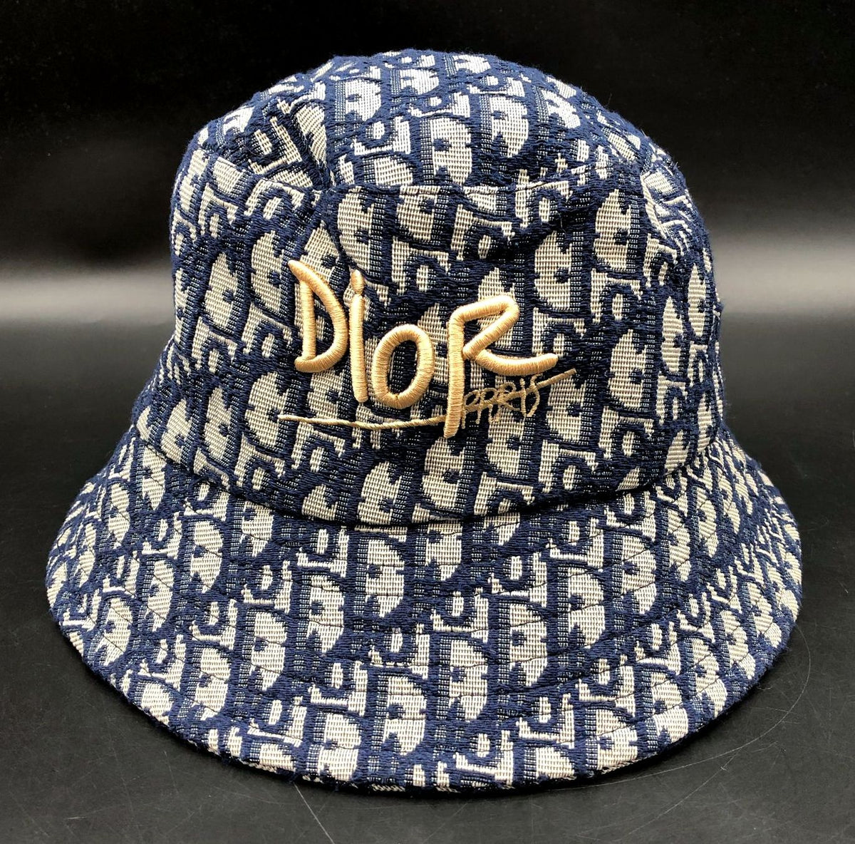 Christian Dior Women's Navy Blue Oblique Monogram Canvas Bucket Hat OS