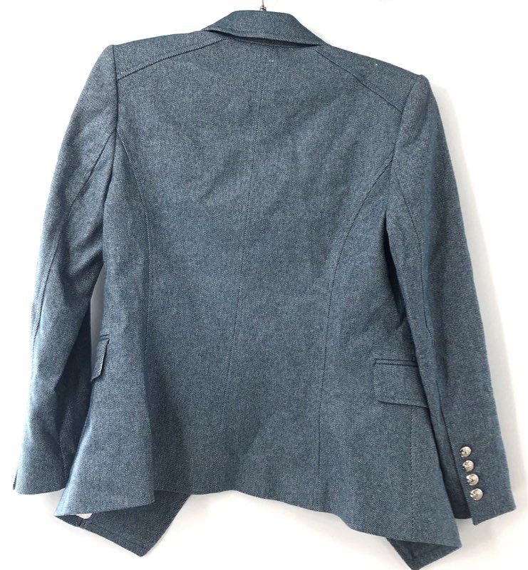 White House Black Market Women's Studio Tweed Blazer Mid Blue NWT Sz 2