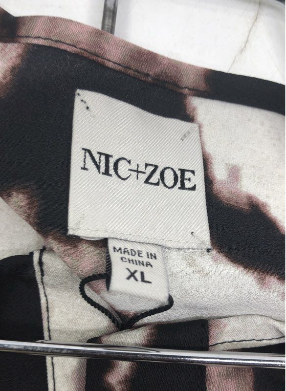 NIC + ZOE Women's Black Multi Abstract Print Tiered Maxi Dress NWT Sz XL