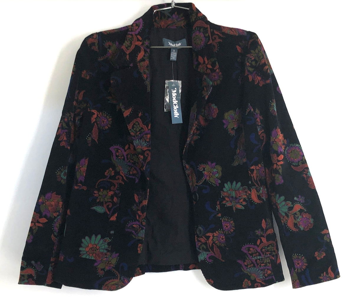 ModCloth Women's Black Floral Paisley Corduroy Blazer Jacket NWT Size S