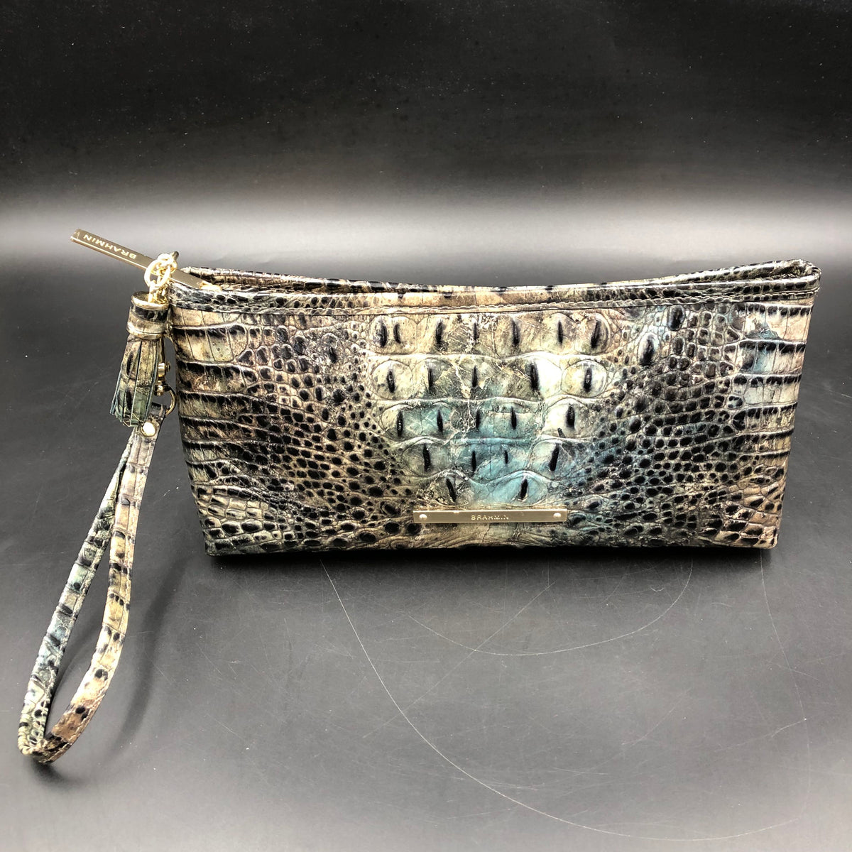 Brahmin Multicolor Croc Embossed Leather 'Glacier' Clutch Bag (+COA)