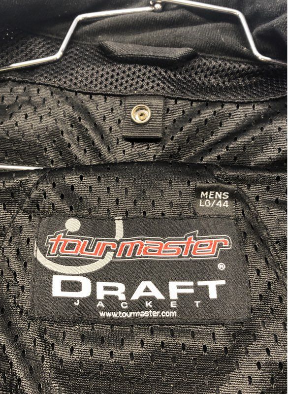 Tour Master Men's Draft Black Mesh Motorcycle Riding Jacket Reflective Sz L 44