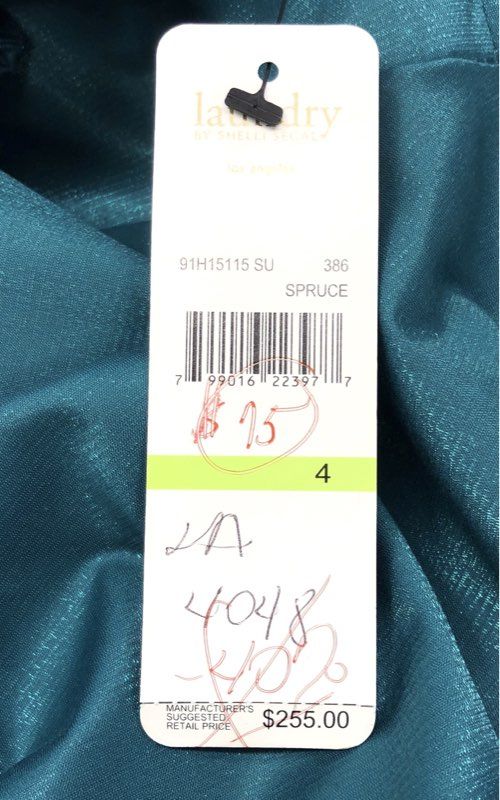Laundry by Shelli Segal Women's Dress Spruce One Shoulder Ruched Ruffle NWT 4
