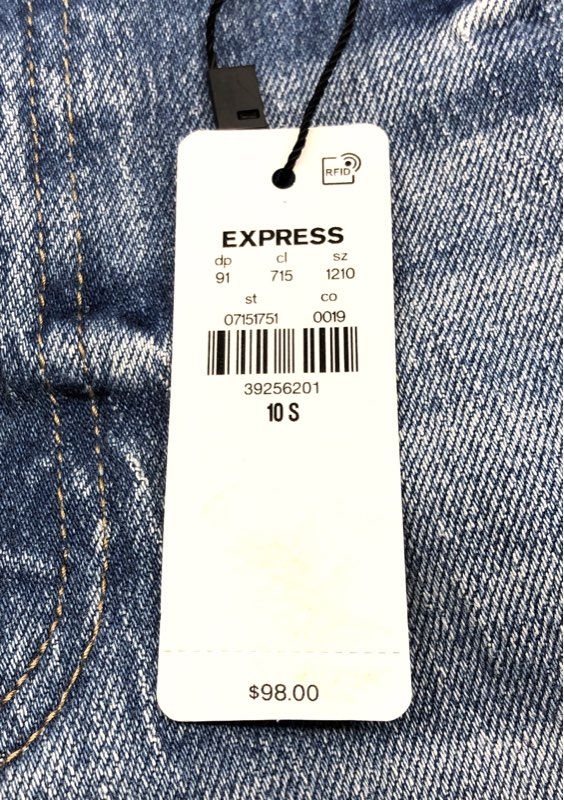 Express Women's '70s Flare Jeans Blue Mid Rise Distressed Raw Hem Sz 10S NWT