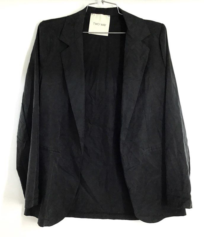 Two Way Women's Black Open Front Blazer Jacket Tencel Sorona Made in Italy