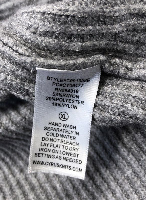 Cyrus Women's Gray Ribbed Knit Open Front Duster Cardigan Pockets Size XL