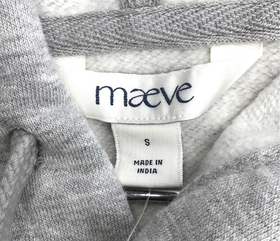 Maeve Women's Heather Gray Eyelet Heart Puffed Sleeve Hoodie NWT Sz S