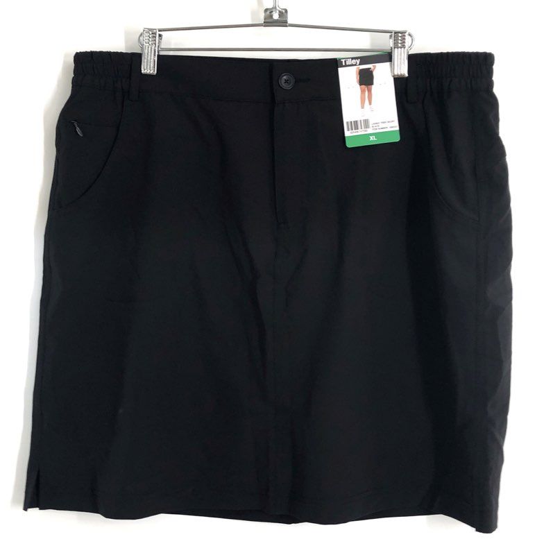 Tilley Women's Black Trek Skort NWT Recycled Polyester Spandex Size XL