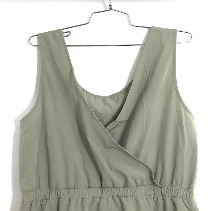Ascend Women's Sage Green Sleeveless Wrap Front Elastic Waist Romper Size M