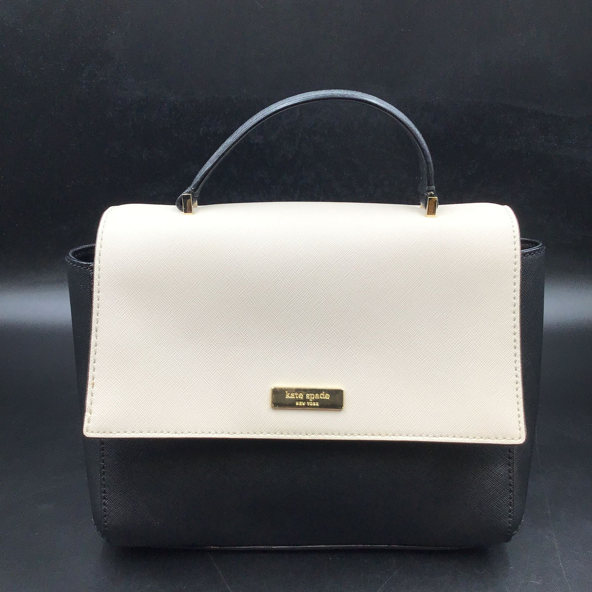 Kate Spade Cream\Black Leather 'Brynlee Color Block' Satchel Bag (+COA)