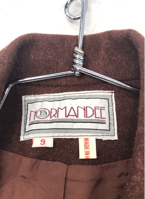 Vintage 80s Normandee Women's Brown Wool Blend Two Button Blazer Jacket Sz 9