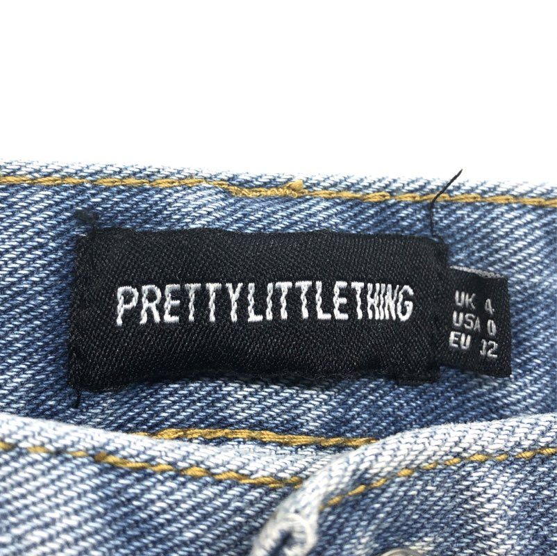 PrettyLittleThing Women's Light Blue Distressed Split Hem Straight Jeans NWT 0