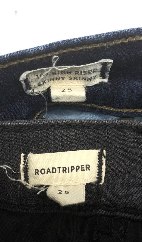 Madewell Women's Skinny Jeans Lot 2 10" High Rise Roadtripper Blue Black Size 25