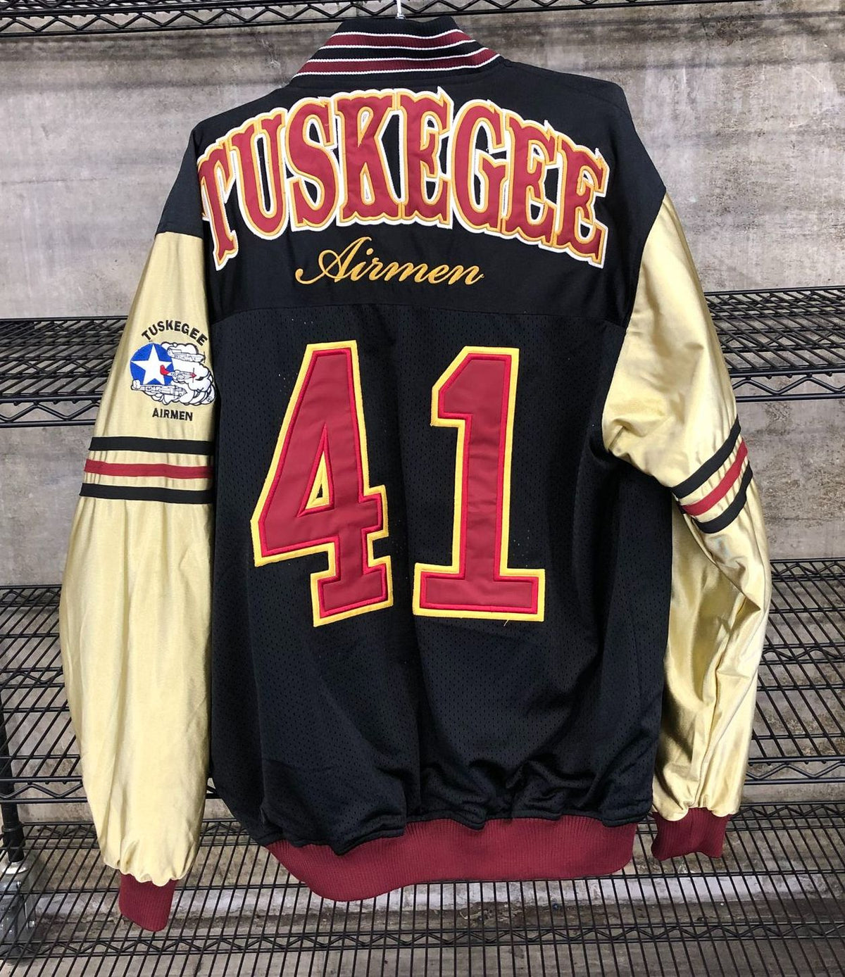 Vintage Tuskegee Airmen Reversible Black/Gold/Red Varsity Style Jacket - Size XL