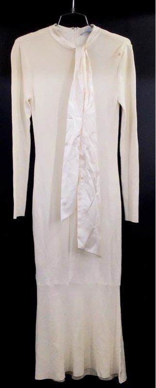 Antonio Melani Women's Lela Ivory Pussy Bow Satin Tie Sweater Midi Dress NWT S