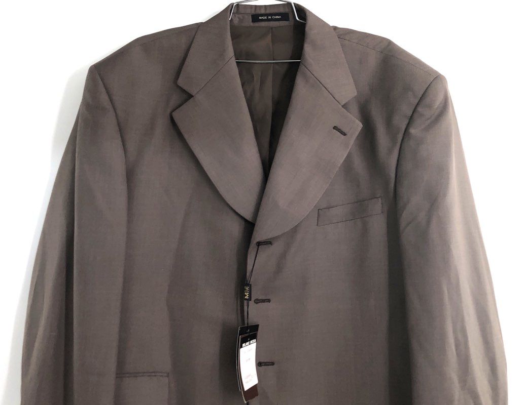 Milano Moda Men's Brown 4 Button Wool Feel Blazer Jacket NWT