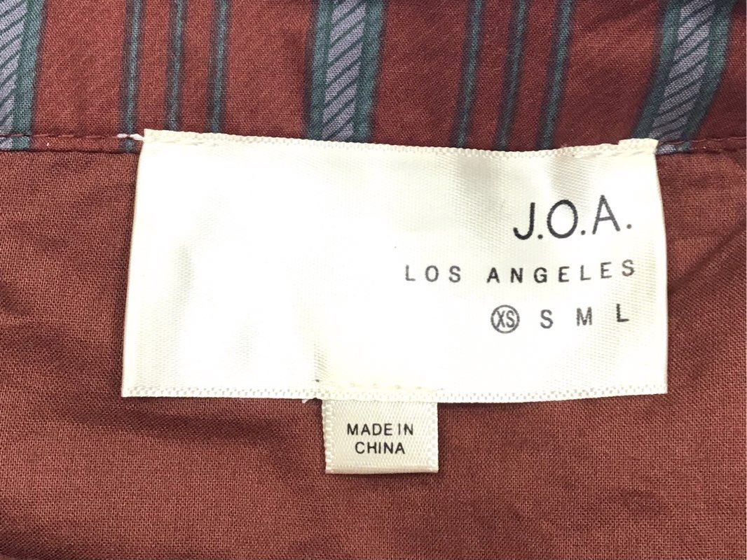J.O.A. Los Angeles Women's Rust Red Striped One Shoulder Ruffle Top Sz XS
