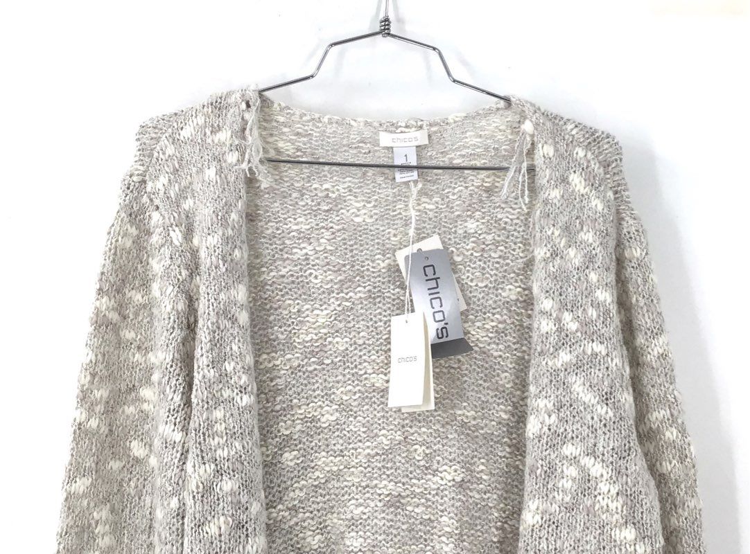 NWT Chico's Women's Soft White Poetic Fringe Cardigan Sweater - Size 1