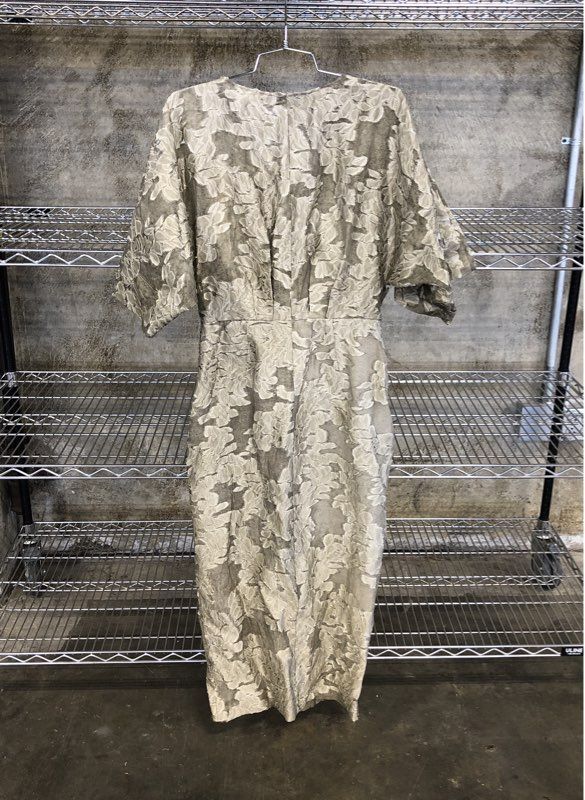 Zara Women's NWT Jacquard Knot Front Midi Dress Khaki Green Floral Size M