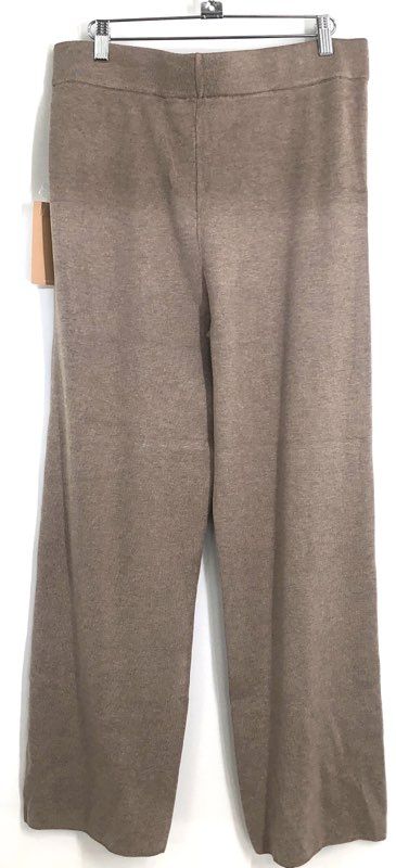 Cyrus Women's Wide Leg Knit Pants Buckskin Brown Heather Rayon Blend Sz M NWT