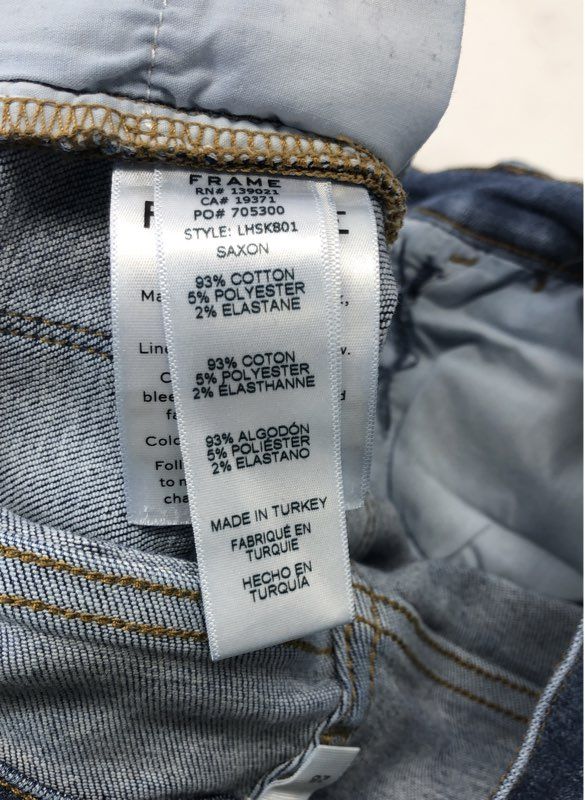 FRAME Women's Le High Skinny Saxon Jeans Blue Distressed Ripped High Rise Sz 28