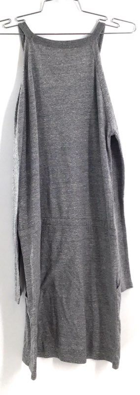 Chaser Women's Gray Cold Shoulder Long Sleeve Drawstring Waist Dress NWT Sz M