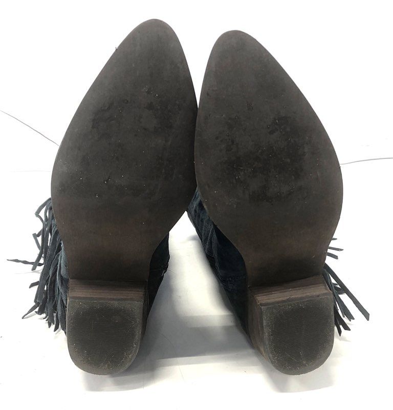CARLOS by Carlos Santana Lafayette Black Suede Fringe Western Boots Size 10M