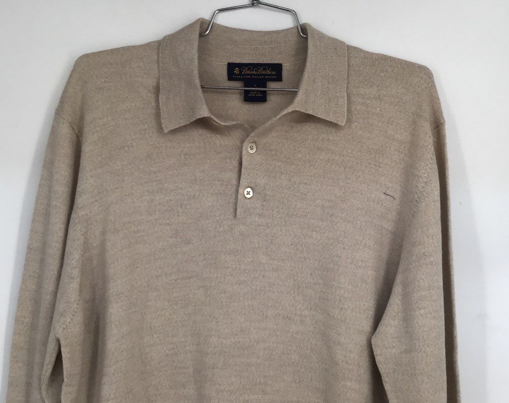 Brooks Brothers Men&#39;s Beige Wool Pullover Sweater - Size L