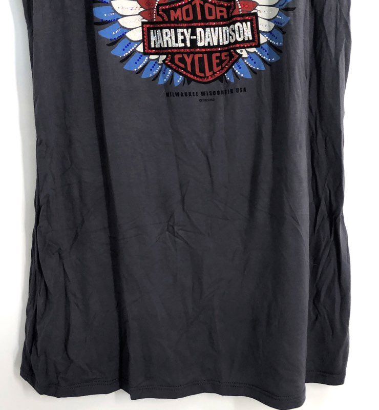 Harley-Davidson Spread Your Wings Freedom Machine Sleeveless Shirt Grey Sz L