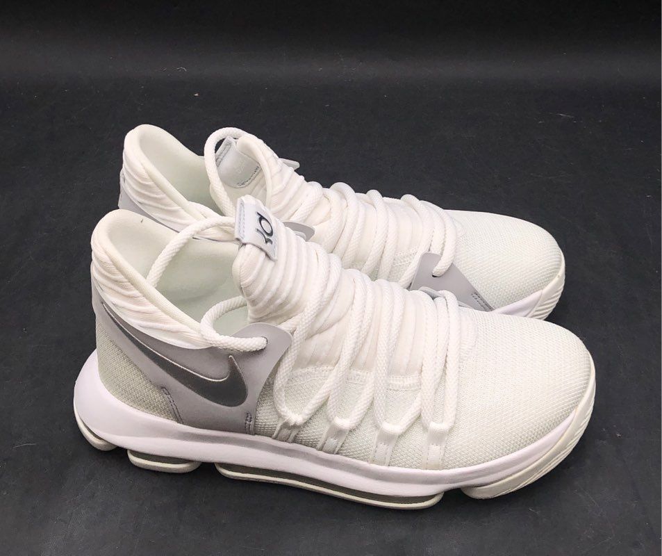 Nike Zoom KD 10 White Chrome Pure Platinum Youth Basketball Shoes Size 6.5Y