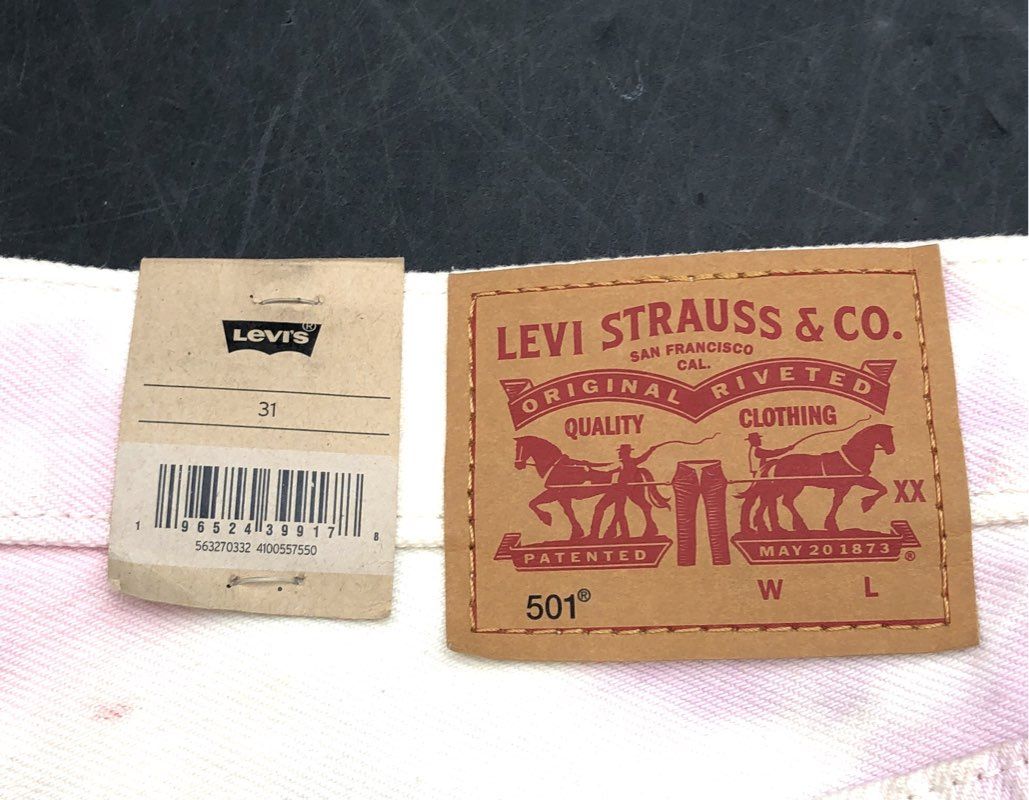 Levi's Women's 501 Shorts White Pink Blue Tie Dye High Rise Cut Off Sz 31 NWT