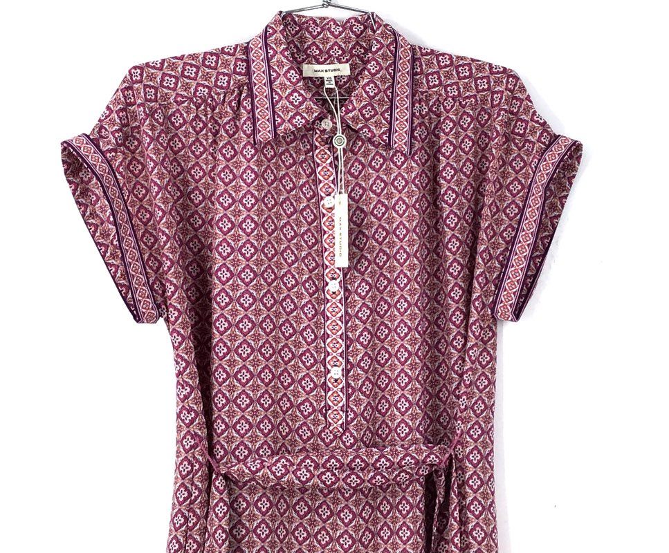 NWT Max Studio Women's Pink Damask Maxi Dress - Size XS