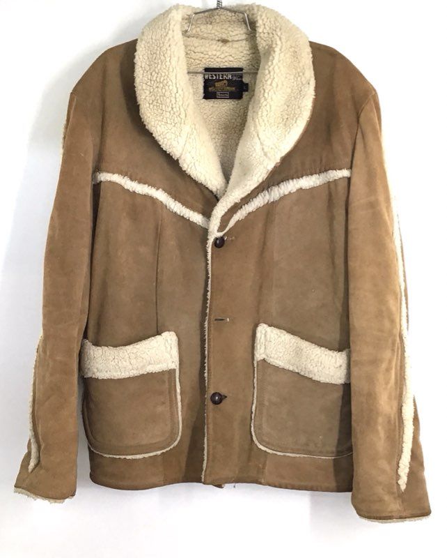 Vintage 70s Sears Western Outdoor Wear Sherpa Rancher Jacket Tan Sz L