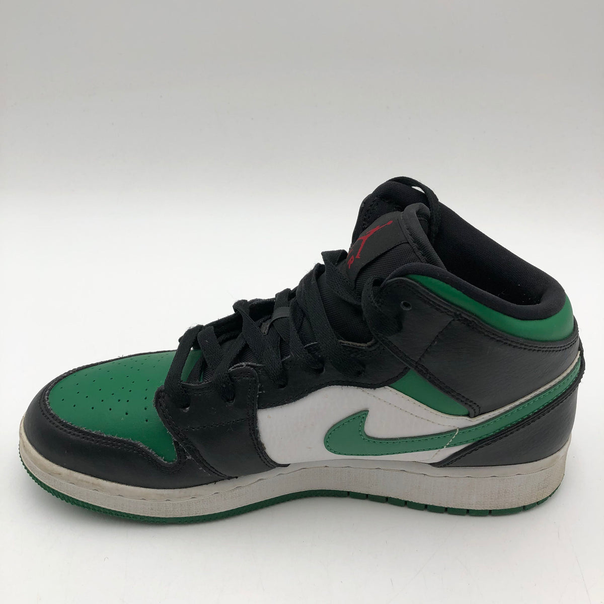Nike Air Jordan 1 Mid Black Pine Green White GS Sneakers Size 7Y COA