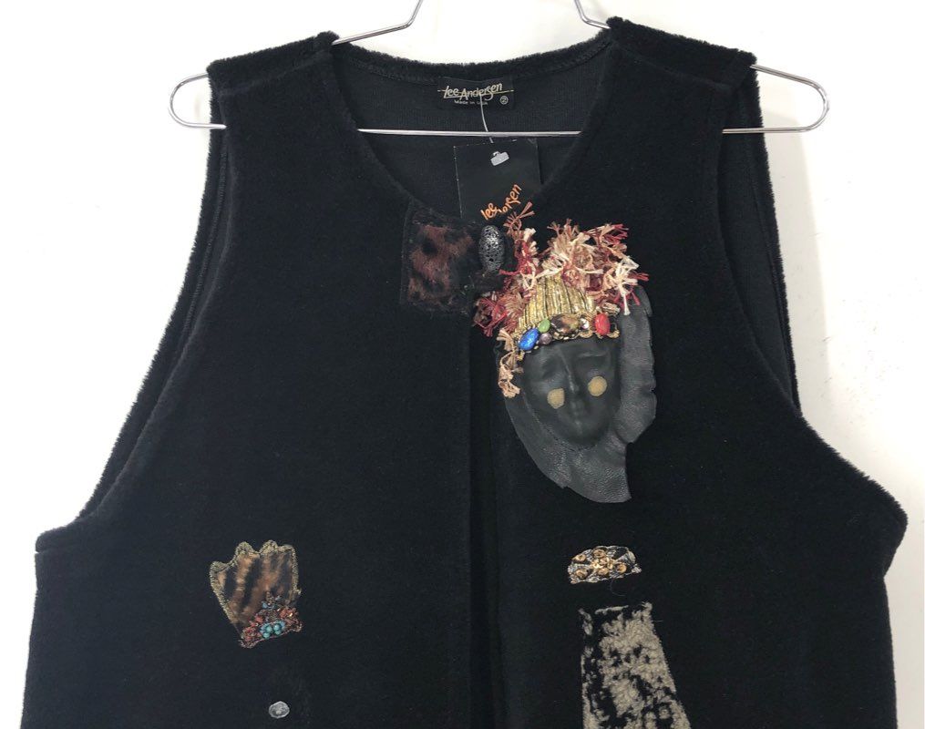 Lee Andersen NWT Women's Masque Vest Tunic Black Art to Wear Embellished Sz 2