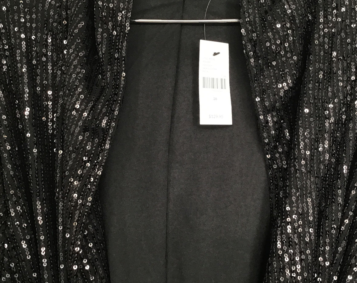 NWT Lane Bryant Women&#39;s Black Sequin Tie Front Wrap Dress - Size 28