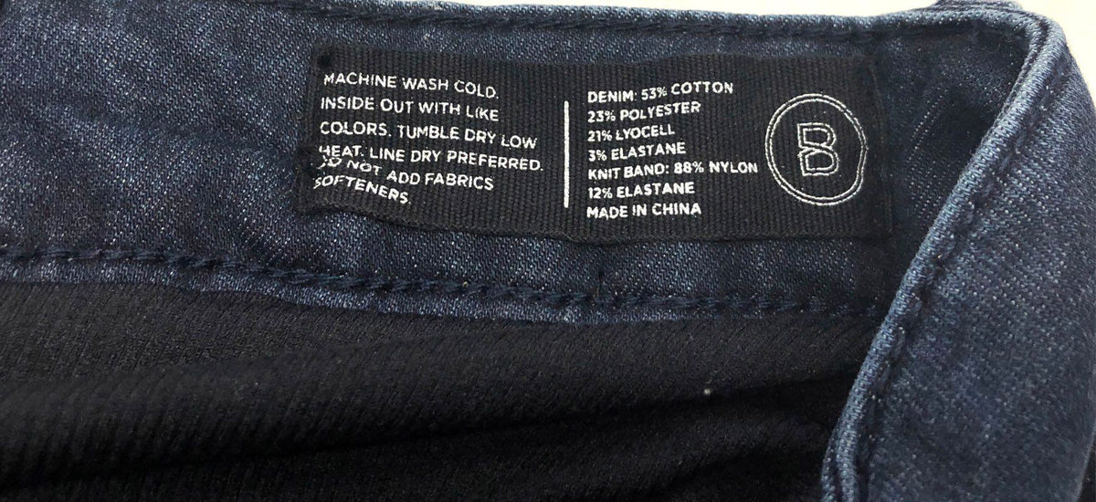 Banqi Women's Dark Wash Skinny Jeans Whisker Stretch Knit Waistband Size 10