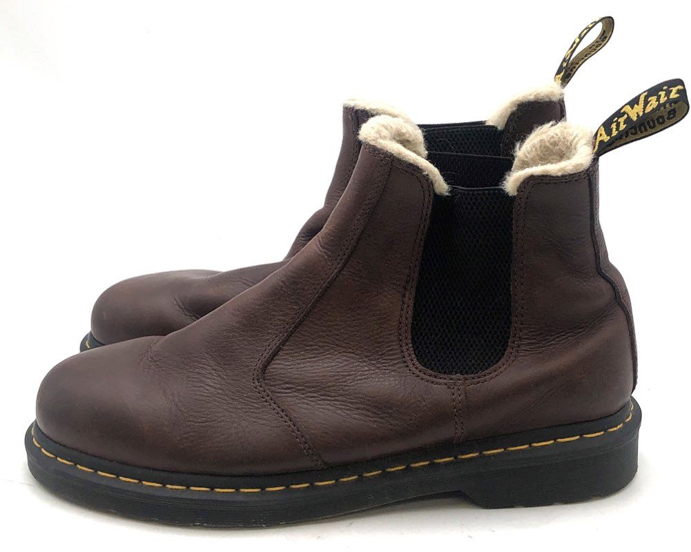Dr. Martens 2976 FL Fur Lined Dark Brown Leather Chelsea Boots Size US M 12