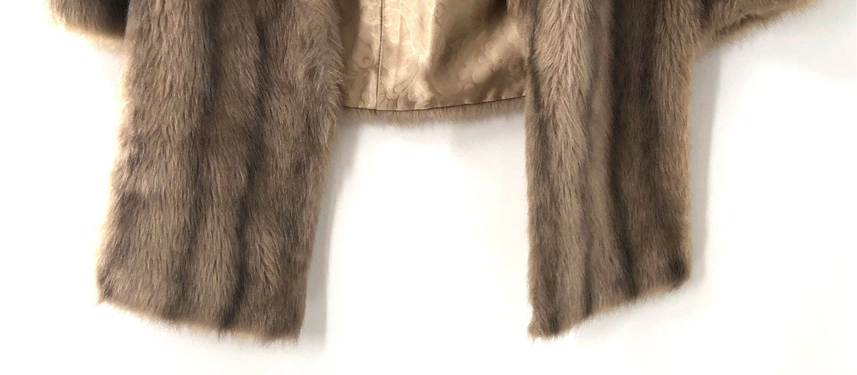 Vintage 70s Regina Glenara by Glenoit Women's Tan Striped Faux Fur Jacket