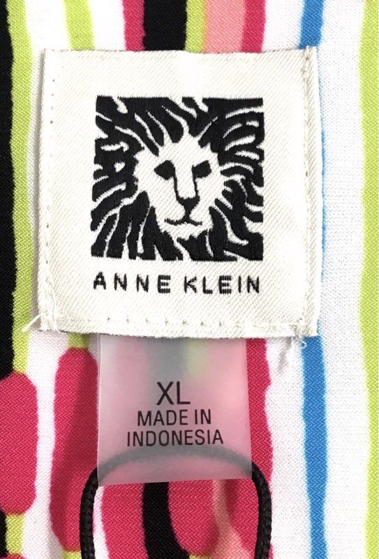 Anne Klein Women's Pink Pansy Combo Multicolor Stripe Sleeveless Dress XL NWT
