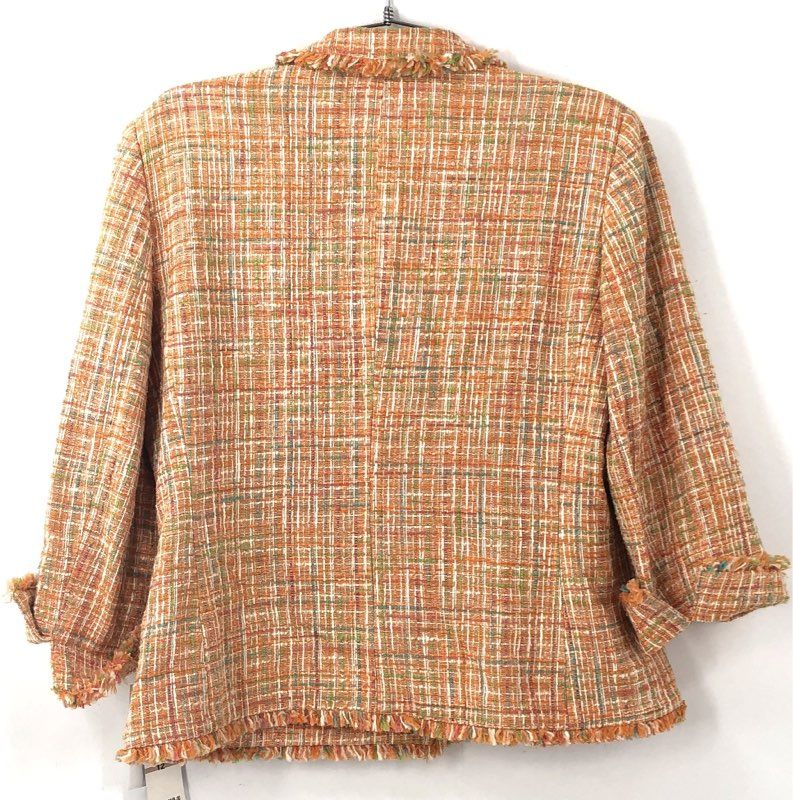 NWT Jones New York Women's Tang Orange Plaid Blazer - Size 12