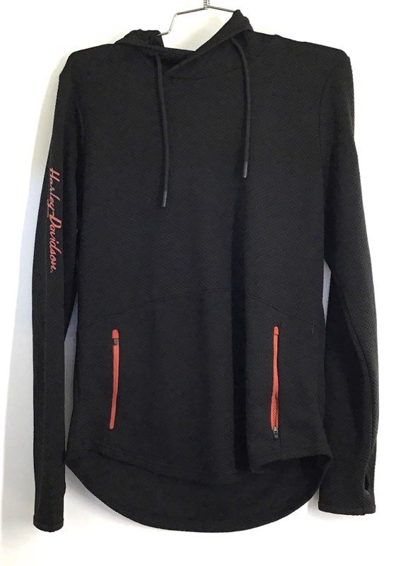Harley-Davidson Genuine Motorclothes Tech Hoodie Womens Waffle Knit Black Sz M