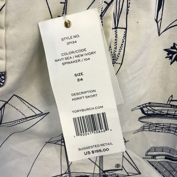 (NWT) Tory Burch Women's Navy Blue\White 'Adrift' Shorts-Size; 24 (+COA)